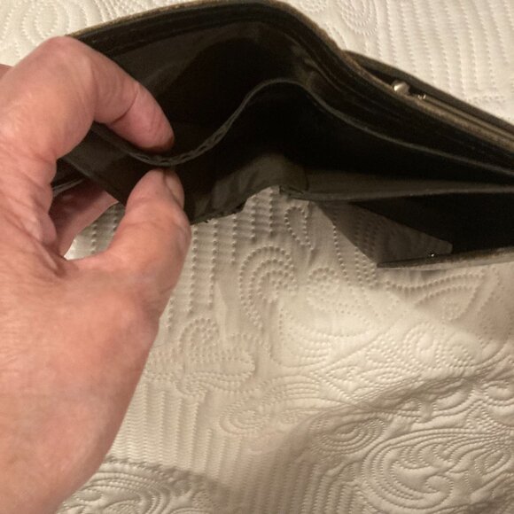 EUC Patricia Nash Leather Black & Cream Sunflower pattern Wallet - Picture 8 of 10